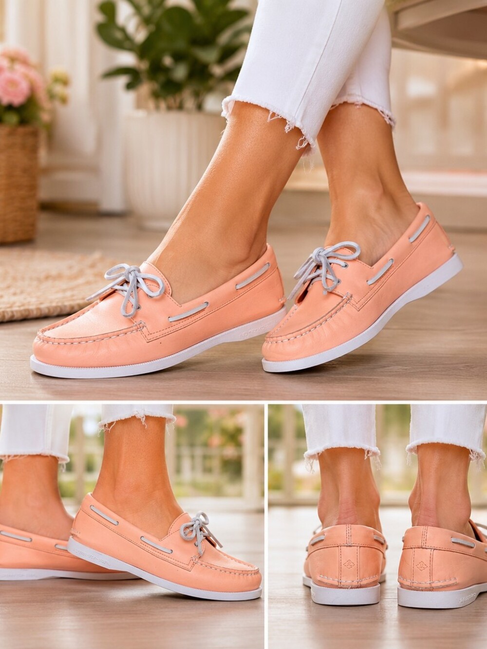 Sperry Top-Sider Women's Boat Shoes Size 10 New Without Box Peach Pink Leather